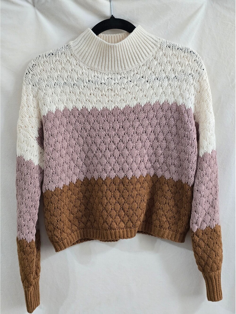 Pink Rose Colorblock Knit Sweater Medium